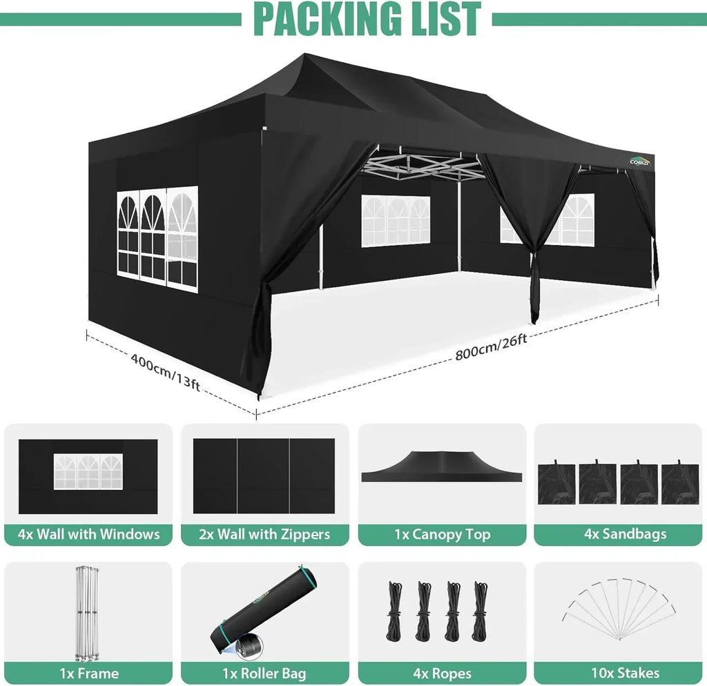 COBIZI 10x20 Heavy Duty Pop up Canopy Tent 6 sidewalls Commercial Canopy Wedding Party Tents wourant