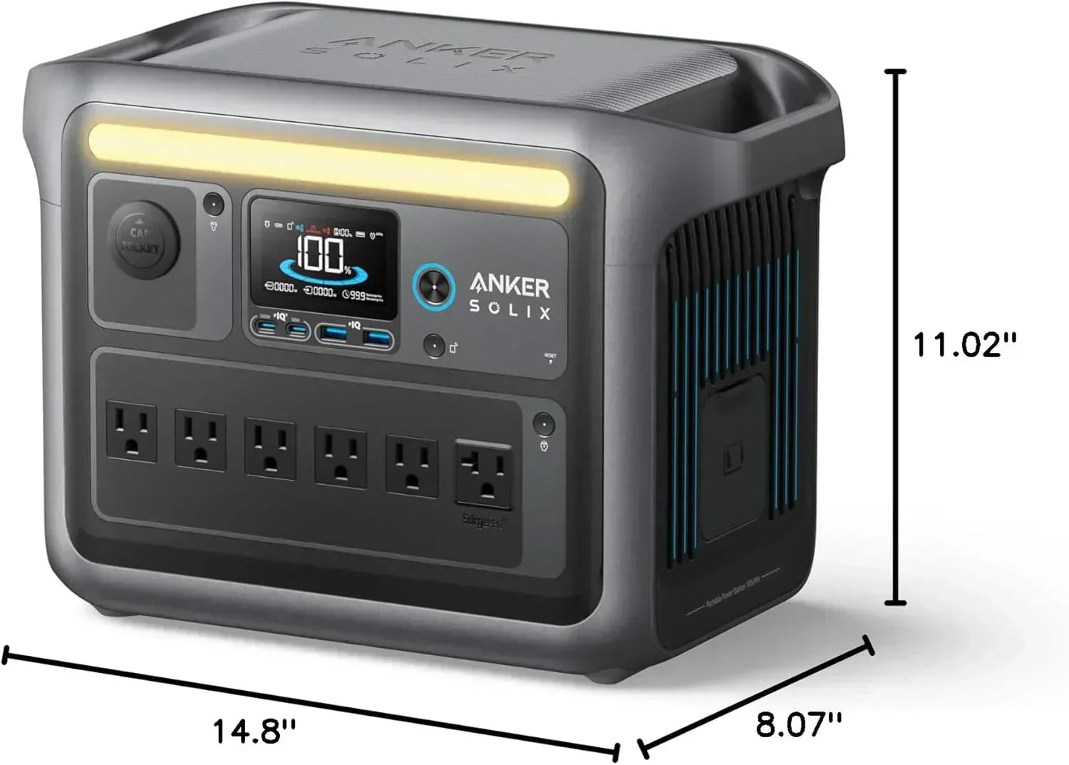 Portable Power Station 1800W (2400W Peak) Solar Generator 58 Minutes to Fully Charge wourant