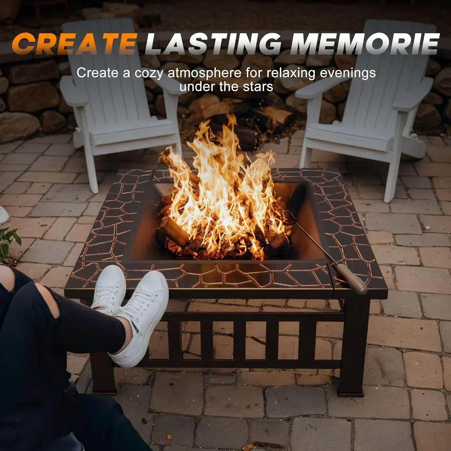 Devoko Outdoor Fire Pit 32 Inch Firepit Table Metal Outdoor Fireplaces with Waterproof Cover wourant