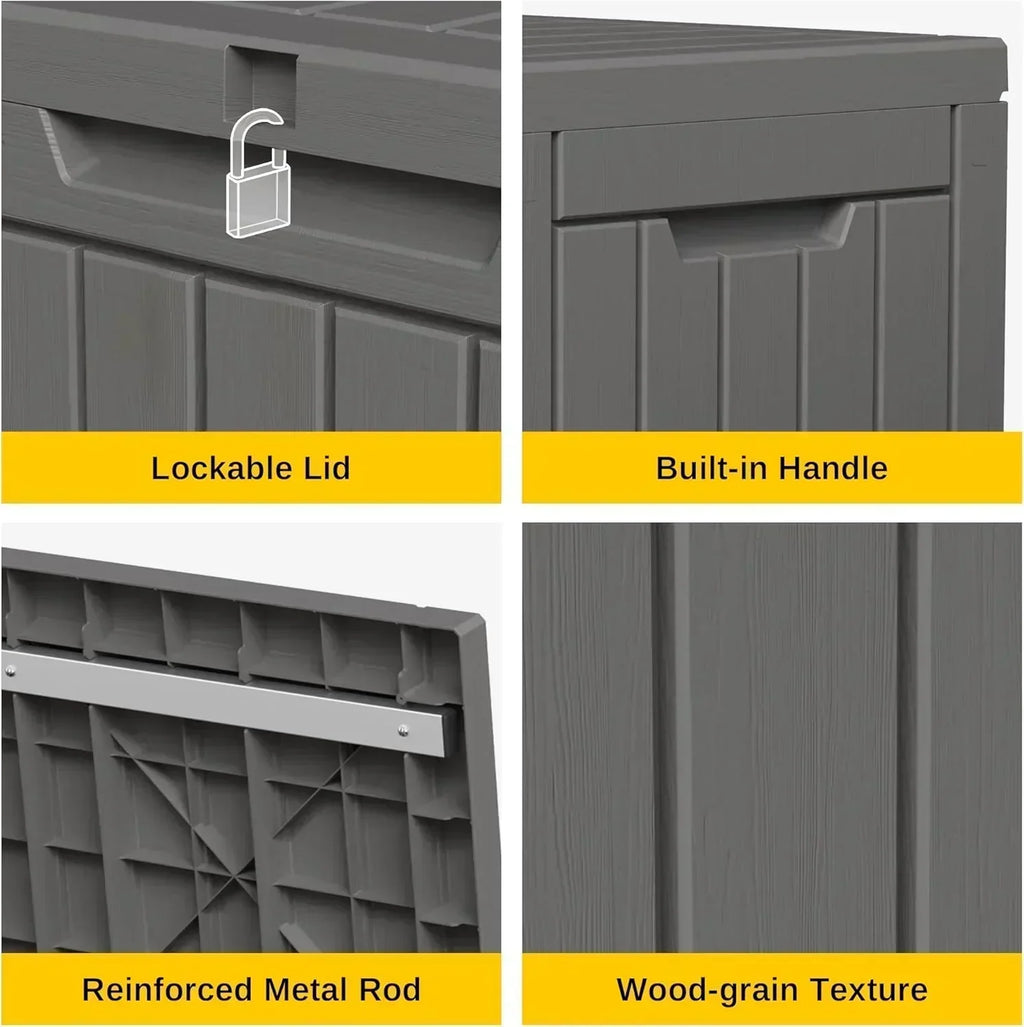 EAST OAK Outdoor Storage Box 60 Gallon Deck Box Indoor and Outdoor Use Waterproof Resin Storage wourant