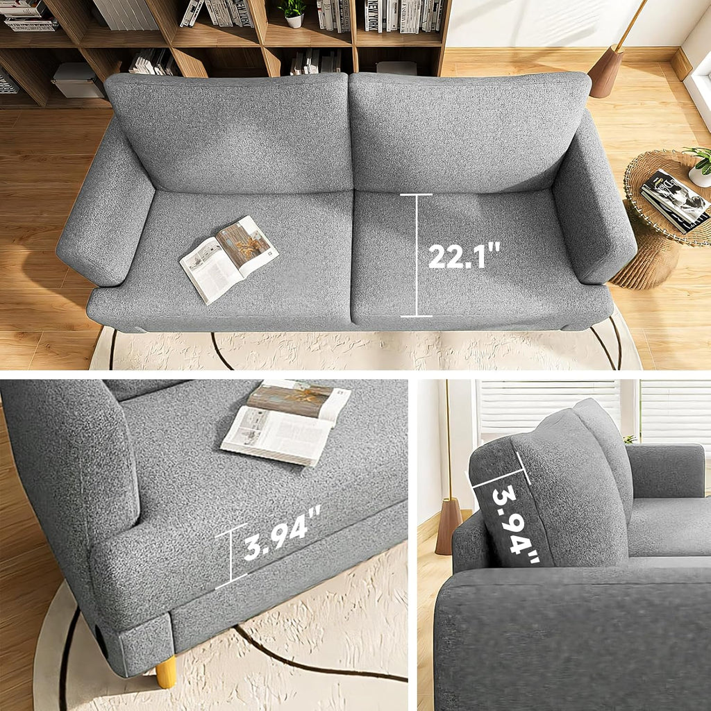 Loveseat Sofa Couch for Living Room with USB Type C Ports Dark Gray Upholstered Small Couches wourant