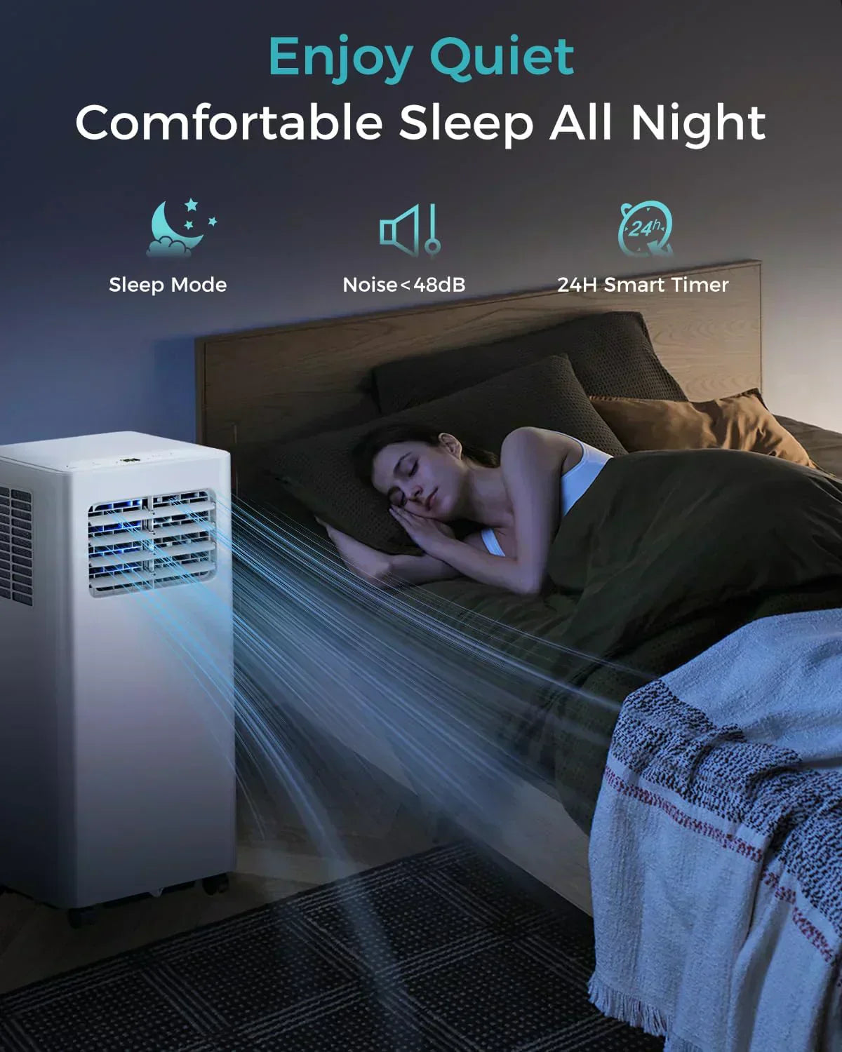 8,000 BTU Portable Air Conditioner 3-in-1 AC Unit with Remote Control Ultra-Quiet Cooling for Rooms wourant