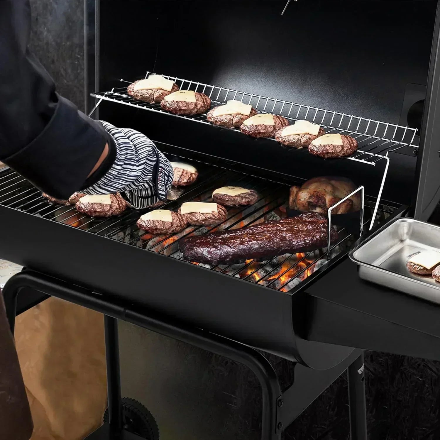 Royal Gourmet CC1830 30 Inch Barrel Charcoal Grill with Side Table Outdoor BBQ Grill  for Backyard wourant