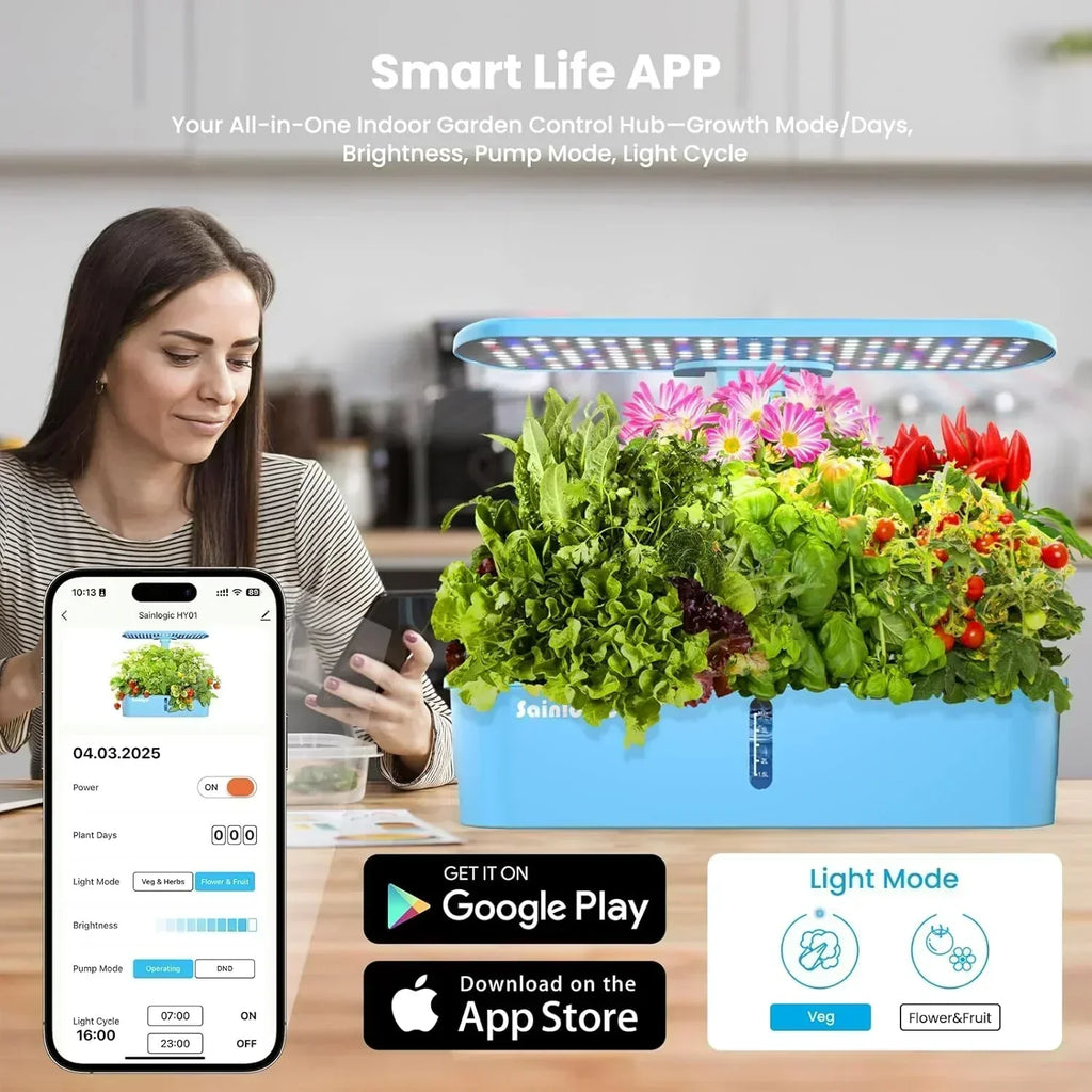 Hydroponic Planting System Kit 12 Watering Planters Smart Indoor Garden with APP wourant