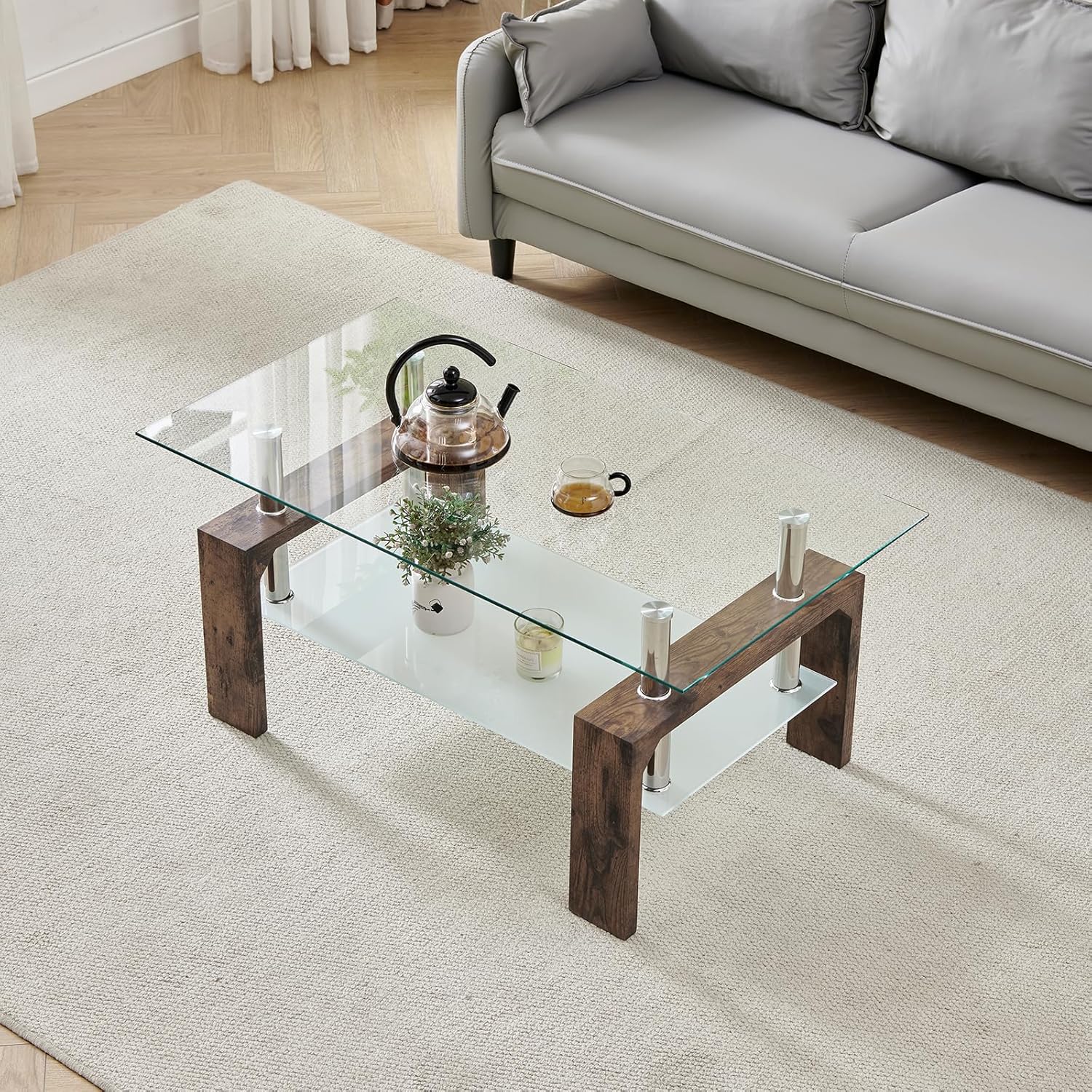 Living Room Rectangle Coffee Table Tea Table Suitable for Waiting Room Modern Side Coffee Table wourant