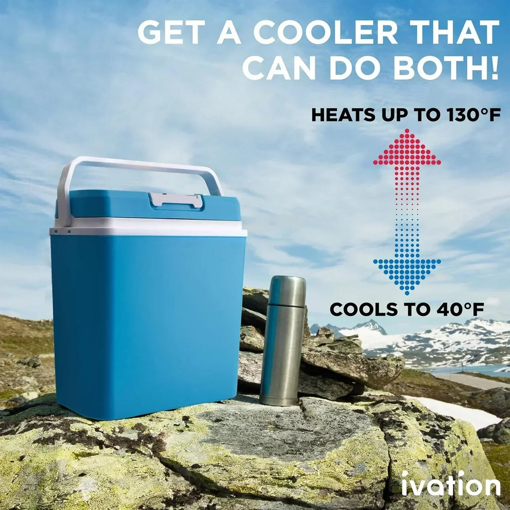 Electric Cooler & Warmer with Handle 24 L Portable Thermoelectric Fridge for Vehicles Trucks wourant