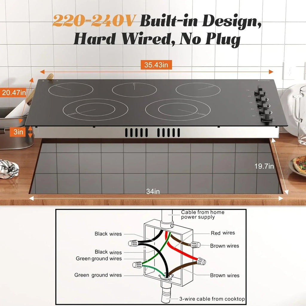 Karinear 30 Inch Electric Cooktop 4 Burners Built-in Ceramic Cooktop Radiant Electric Stove Top wourant