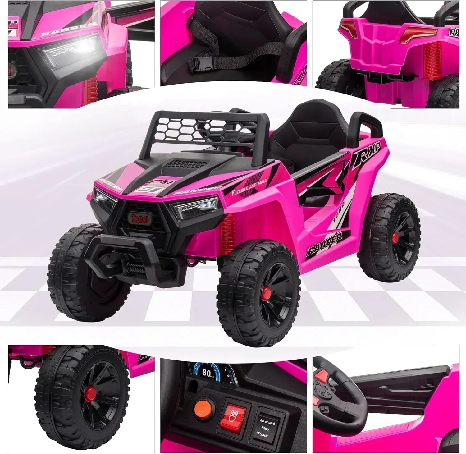 TOBBI 12V Kids Ride on Car Electric Off-Road UTV Truck with Diverse Functions Double Open Doors wourant