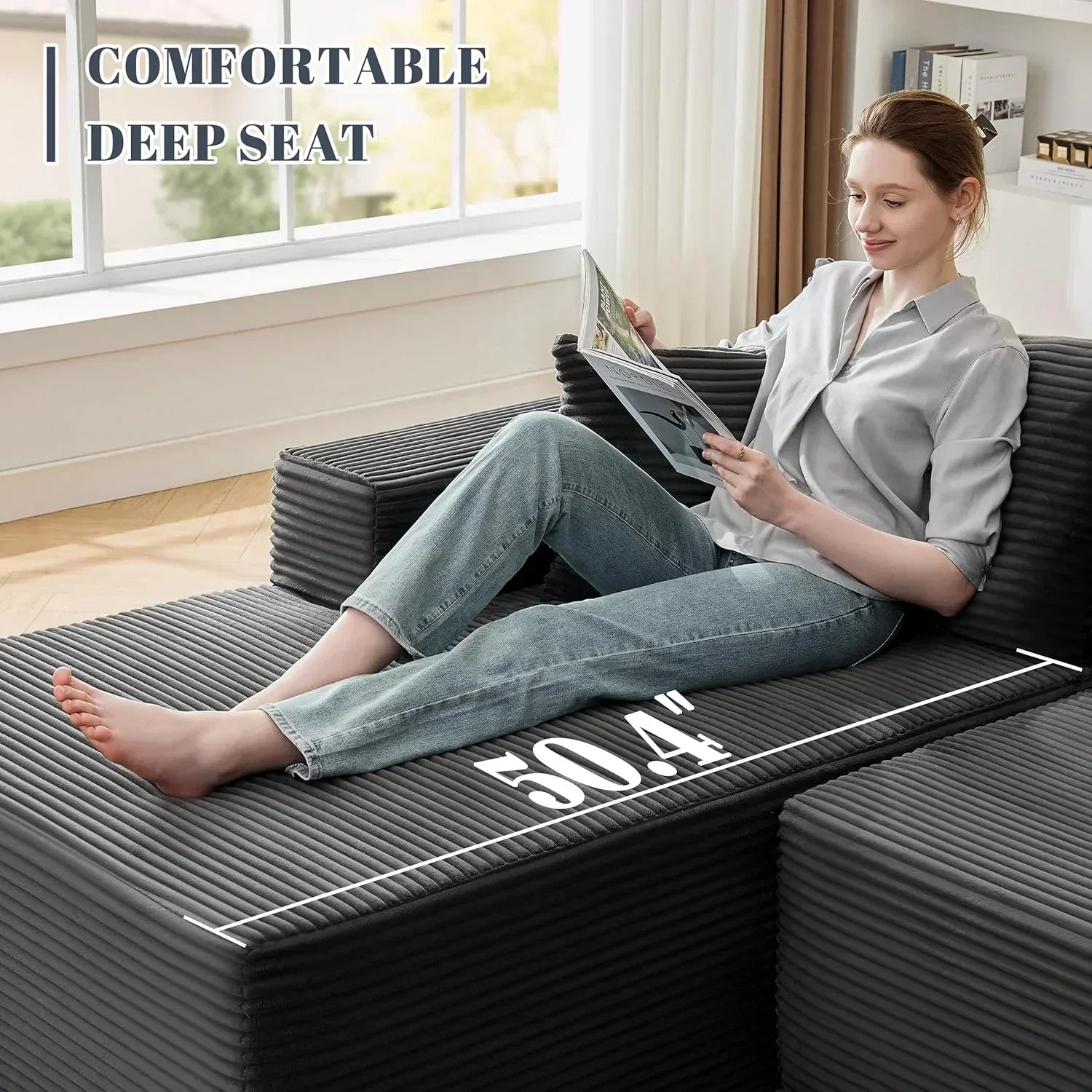 110-inch cloud sofa boneless sofa in the living room modular sofa with deep seats wourant