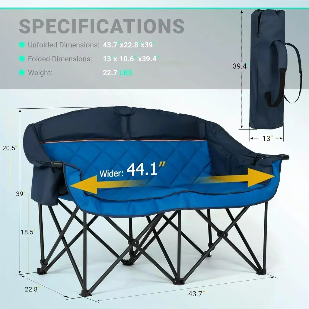 Extra Large Double Camping Chair 2 Person Comfortable Sofa Chair Adult Loveseat Lawn Chair wourant