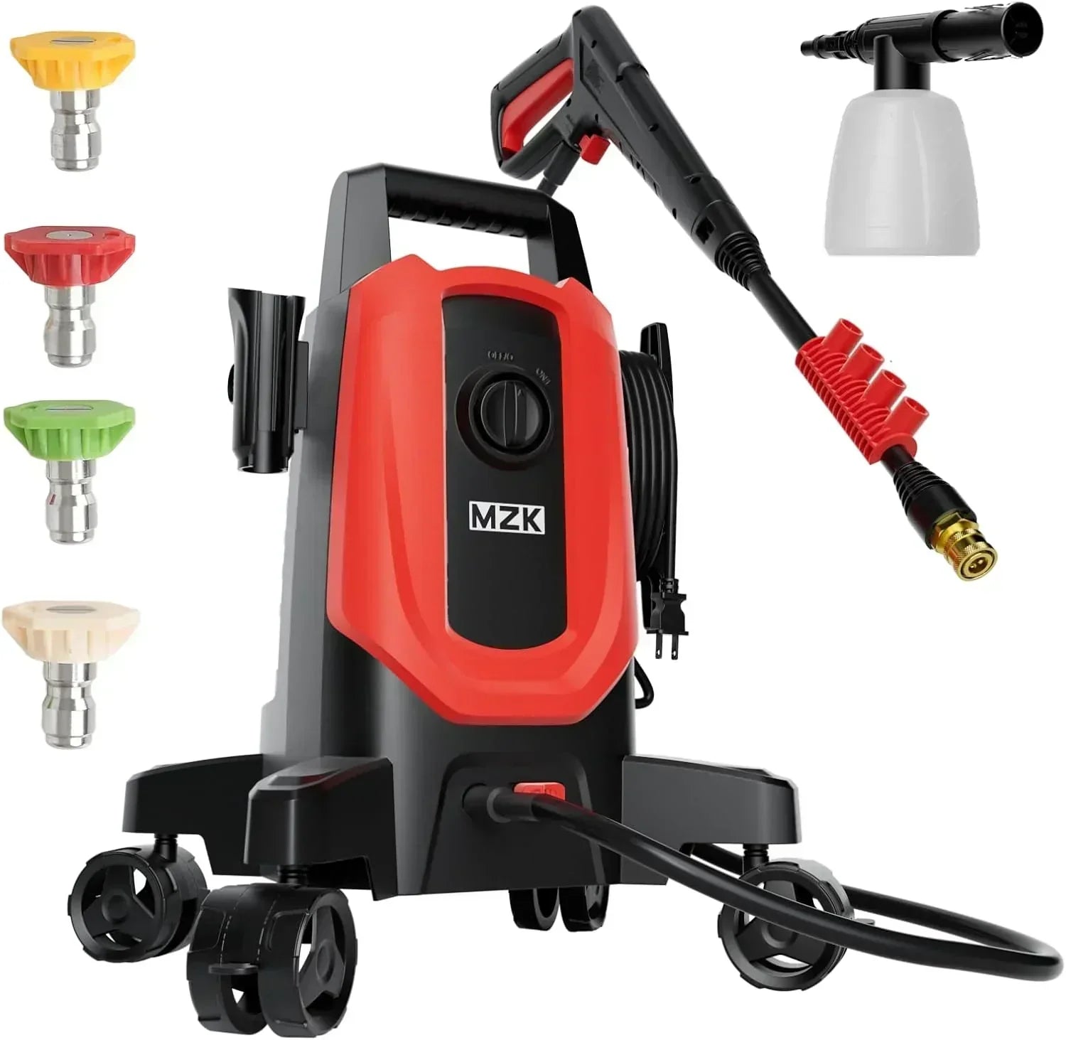 MZK electric high-pressure cleaner with 360° quick-connect nozzle and replaceable foam cannon wourant