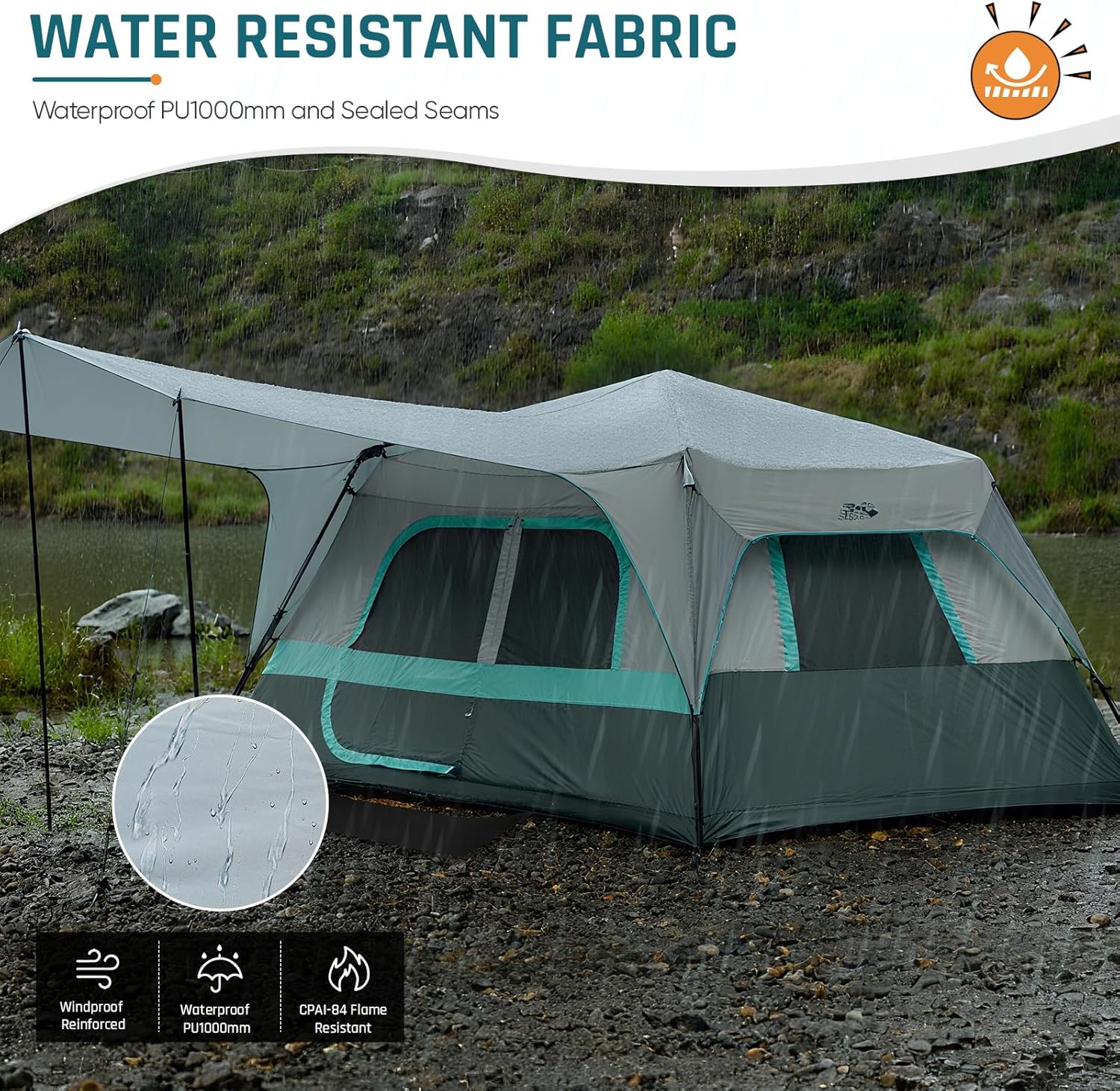 Quick-opening tent family camping tent pop-up camping tent large waterproof tent wourant