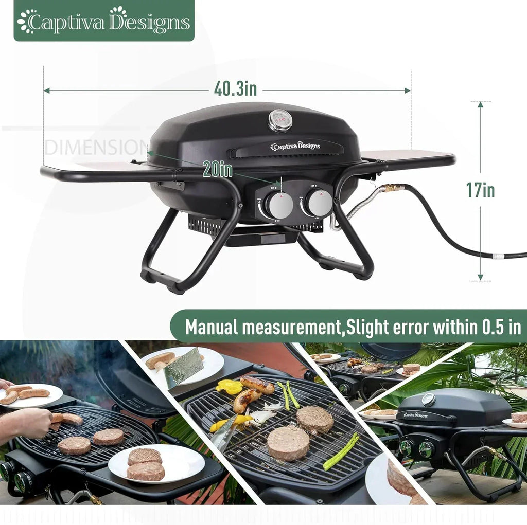 Captiva Designs 4-Burner Propane Gas BBQ Grill Side Burner Porcelain-Enameled Cast Iron Grates wourant
