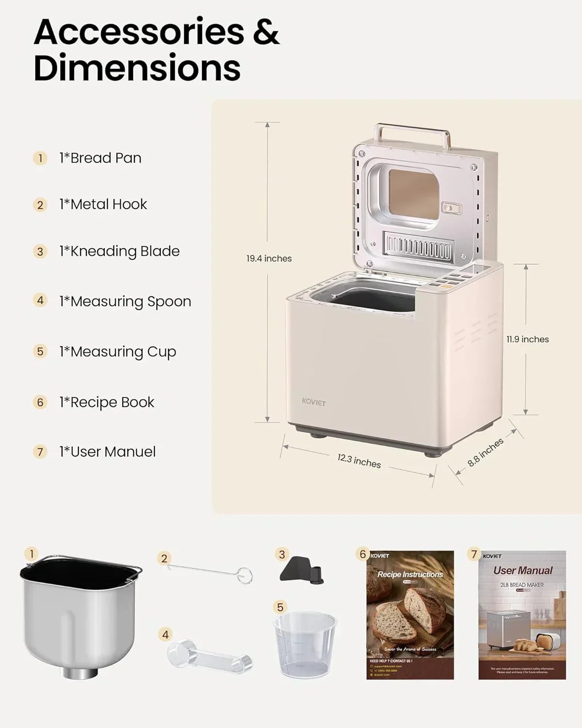25-in-1 Bread Maker with Automatic Dual Dispenser 2-Pound Stainless Steel Bread Maker wourant