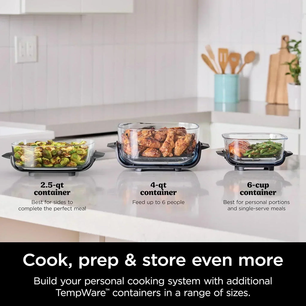 Ninja Crispi 4 in 1 Portable Glass Air Fryer Cooking System 4QT 6 Cup TempWare Glass Containers wourant