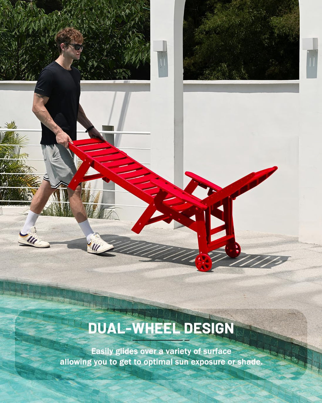 Lounge Chair Outdoor Chaise Lounge HDPE 6-Position Outdoor Chaise Lounge Patio Lounge Chair wourant