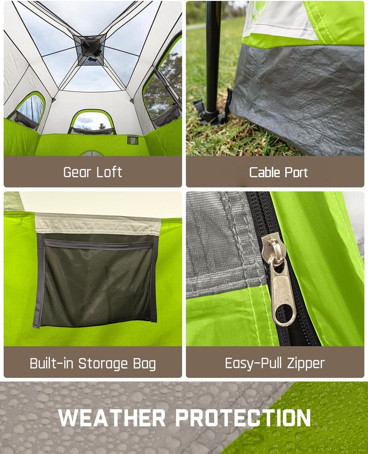 Portable camping tent for 4/6/8/10 people with instant cabin and rainproof and windproof wourant
