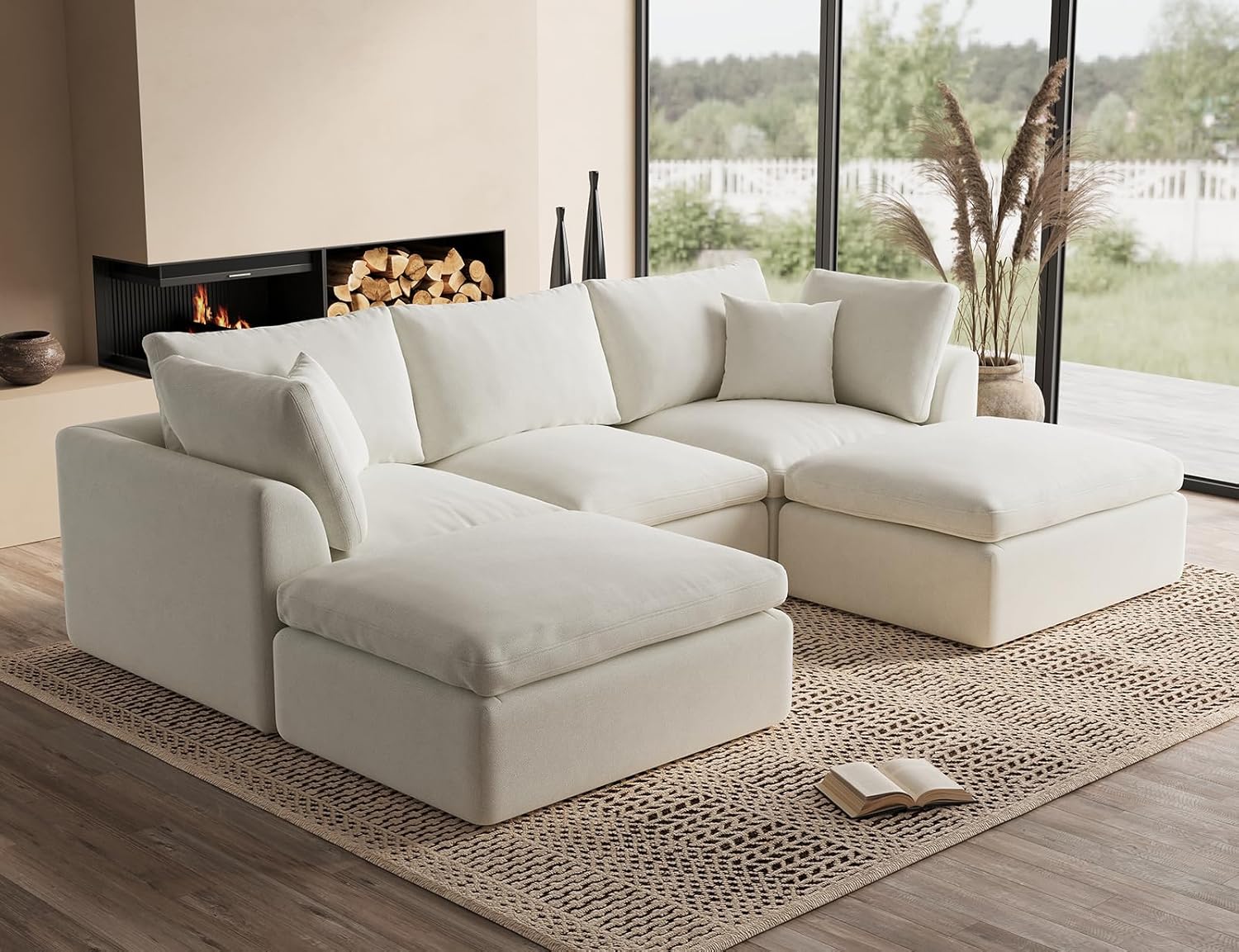 110 inch cloud sectional sofa for living room convertible L-shaped sofa 3 seater sectional sofa wourant