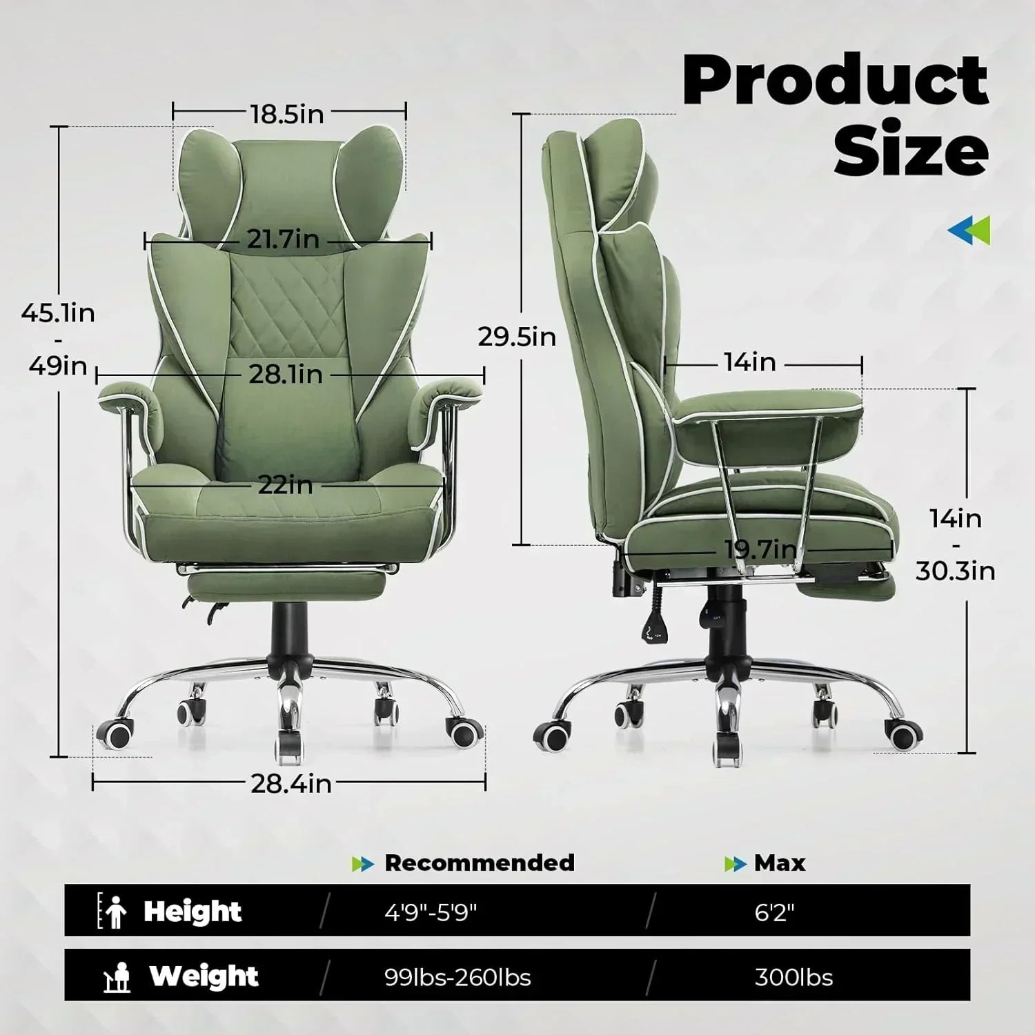 Large high back office chair high back leather gaming chair with footrest wourant