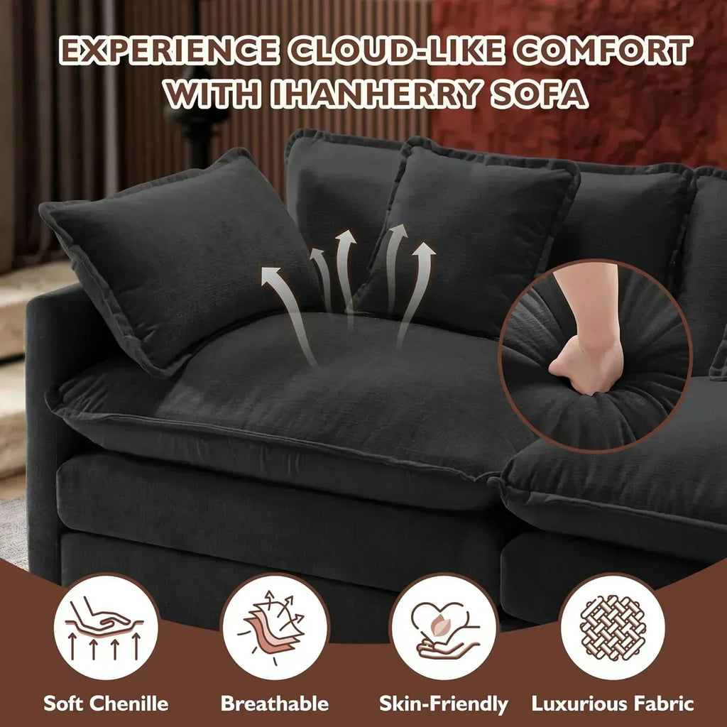 ihanherry 146-inch U-shaped modern sofa modular area cloud sofa wourant
