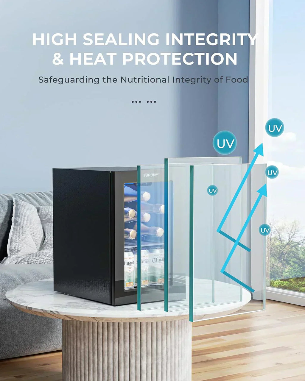 EUHOMY Beverage Refrigerator Cooler 130 Can Mini Fridge with Glass Door Beverage Cooler wourant