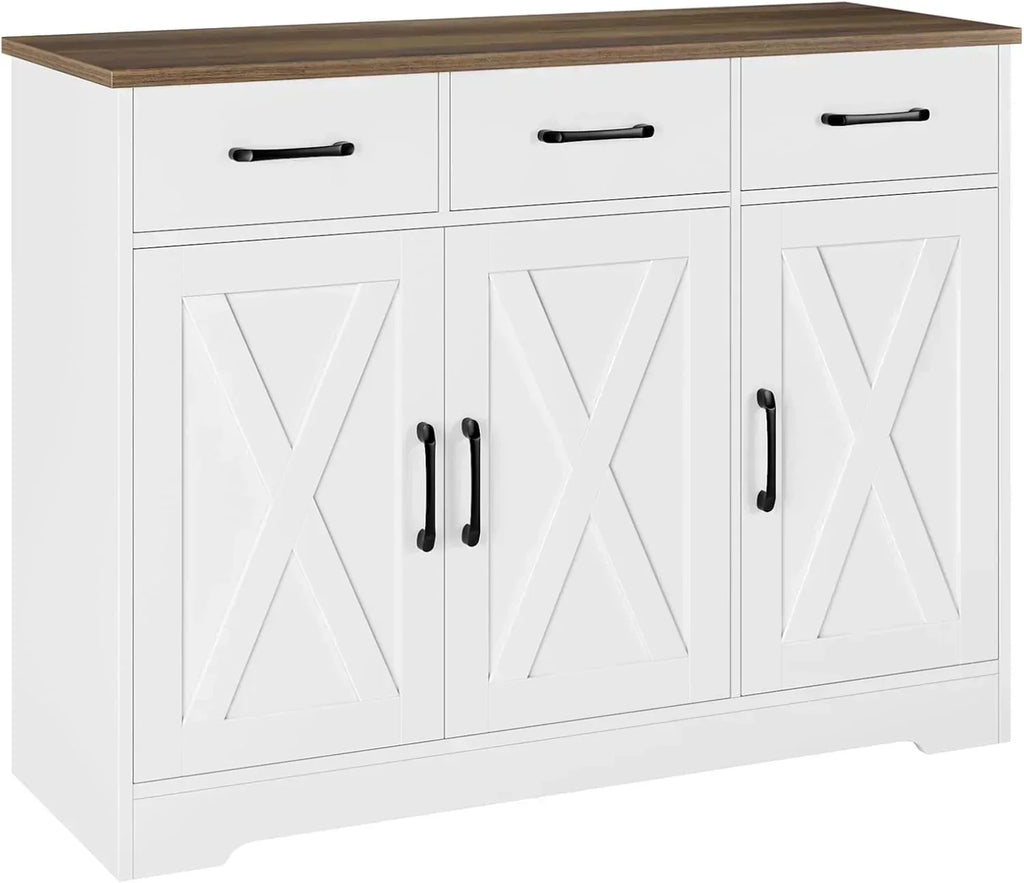 Modern farmhouse sideboard barn door buffet storage cabinet with drawers and shelves wourant