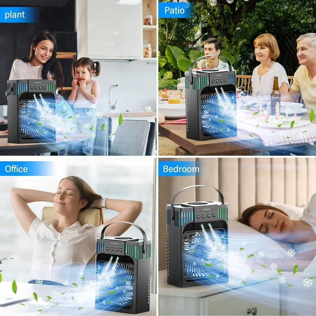 Portable Air Conditioners 4-in-1 Evaporative Air Cooler 3 Modes 7 LED Light Cooling Fan wourant