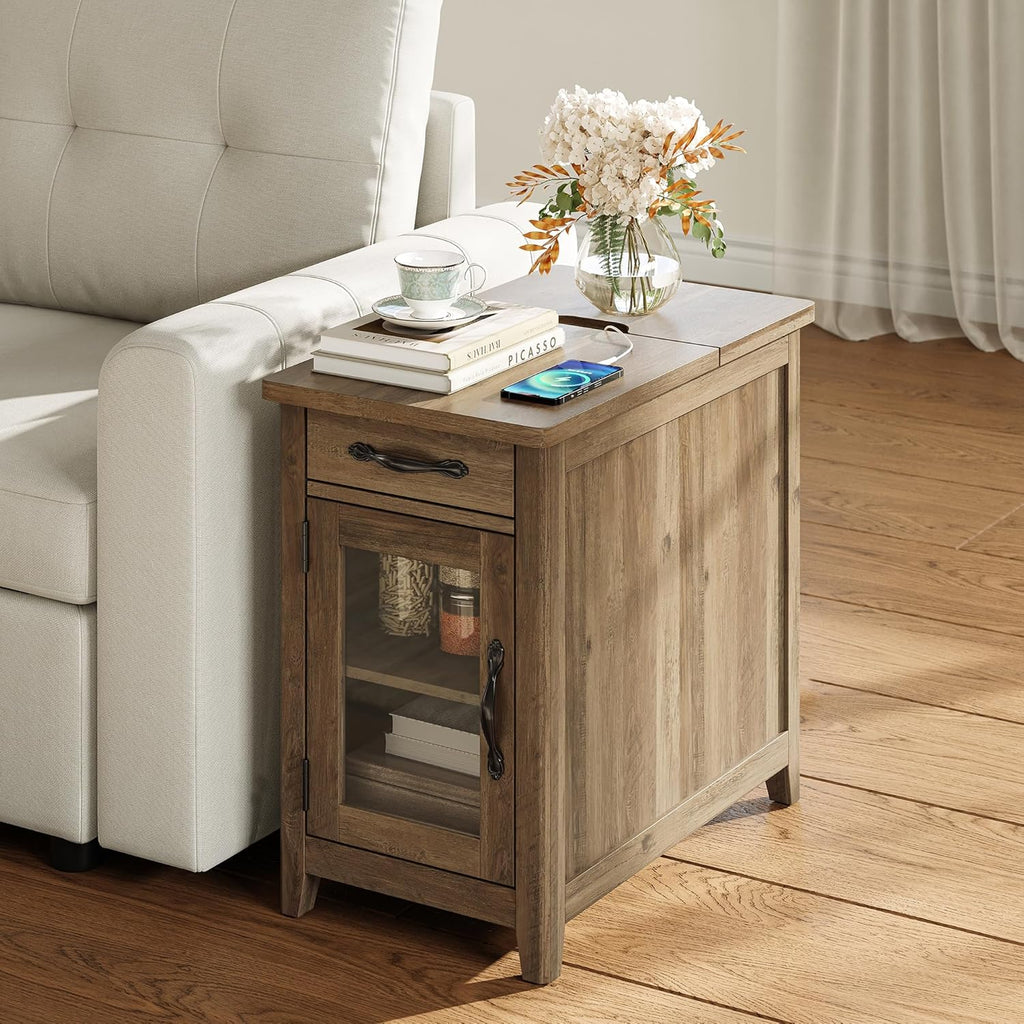 Farmhouse End Table Narrow Side Table Small Nightstand wourant
