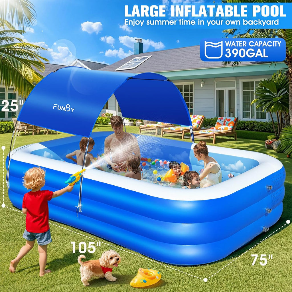 Inflatable Pool with Canopy Upgraded Inflatable Swimming Pool Large Inflatable Blow up Pools wourant