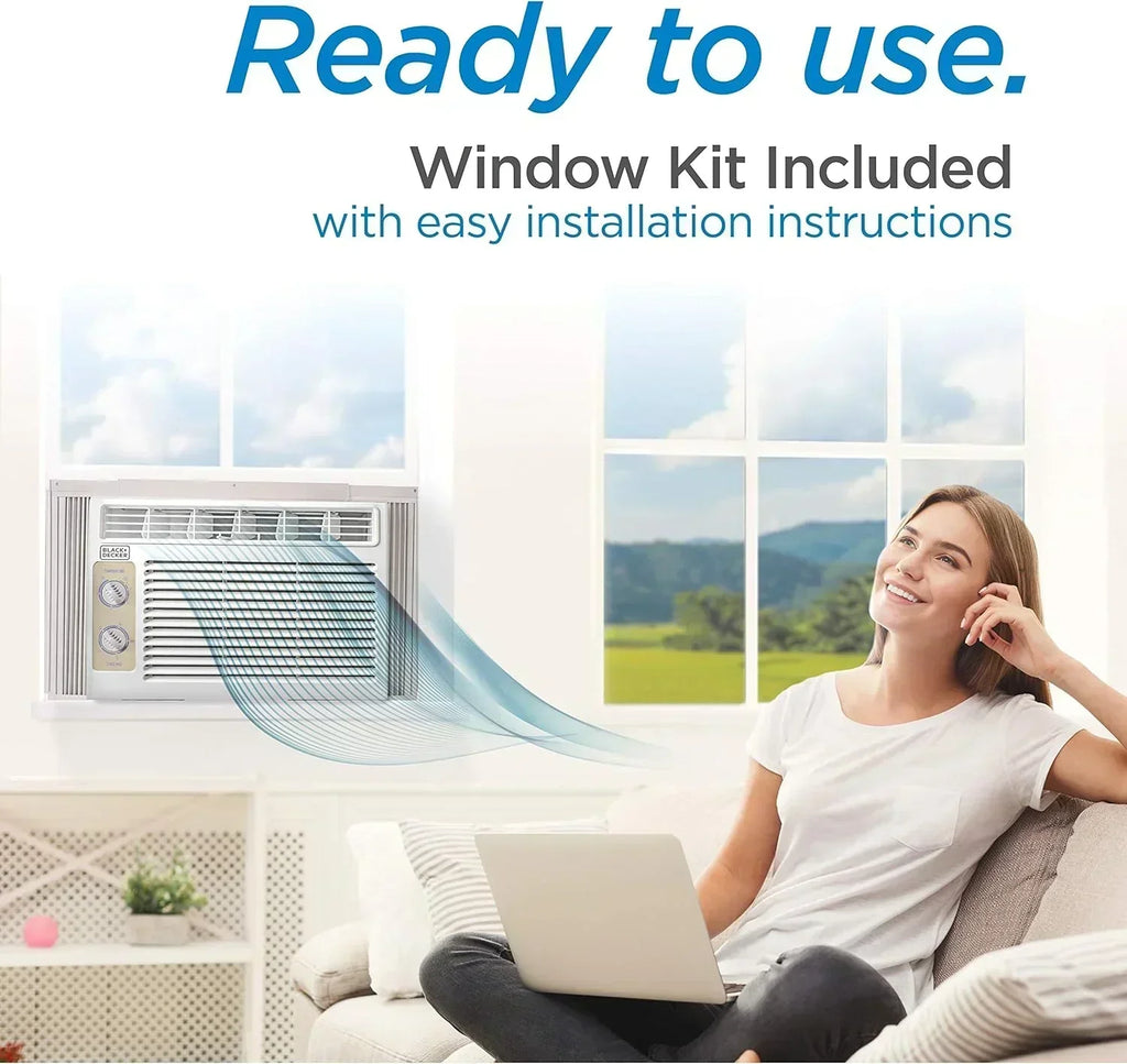 BLACK+DECKER Window Air Conditioner 5000 BTU Cools Up to 150 Square Feet AC Mechanical Controls wourant