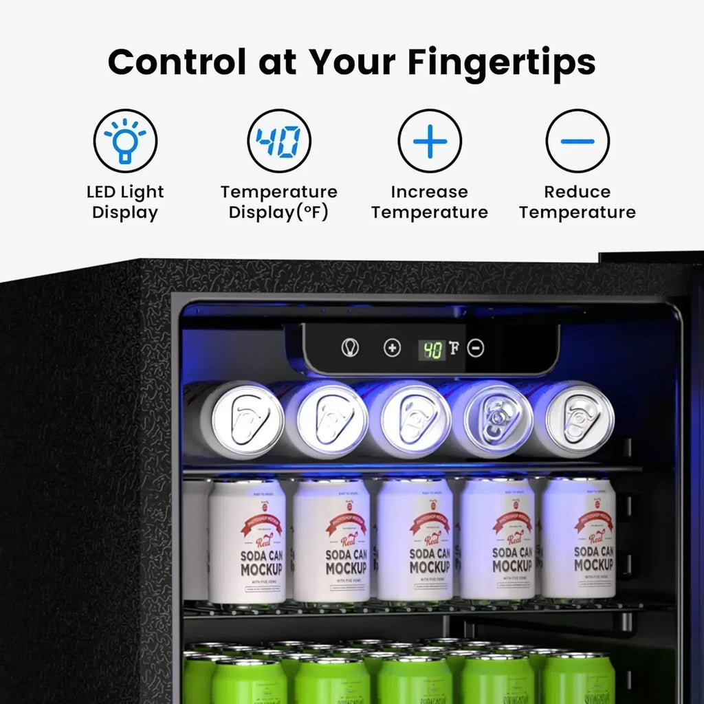 Beverage Refrigerator Cooler 126 Can Mini Fridge Glass Door for Drinks Soda Beer Wine Refrigerator wourant