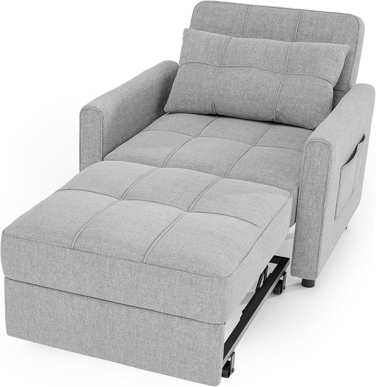 Sofa Bed Chair 3 in 1 Convertible Pullout Single Sleeper Chair Bed Spacious Multifunctional Sofa wourant
