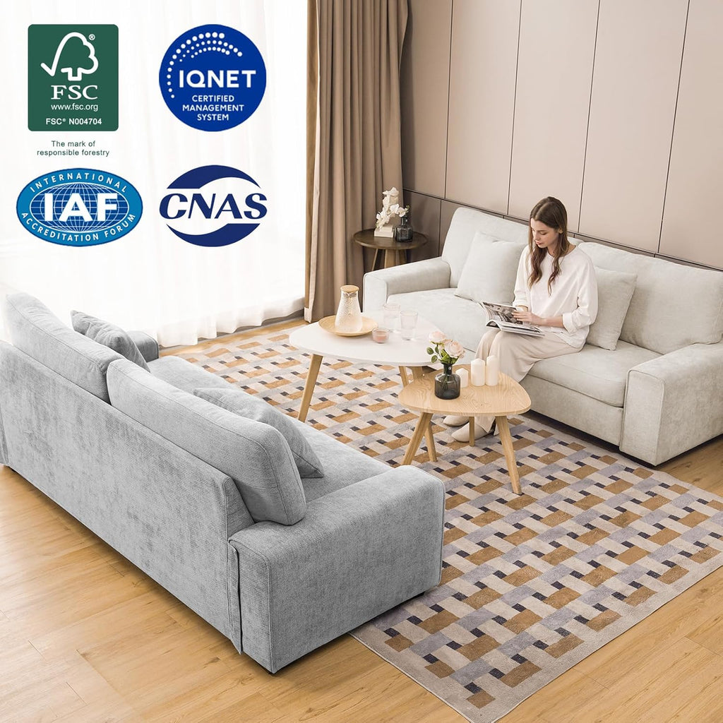 DOPEDIO living room double sofa chenille lounge chair removable solid wood frame wourant