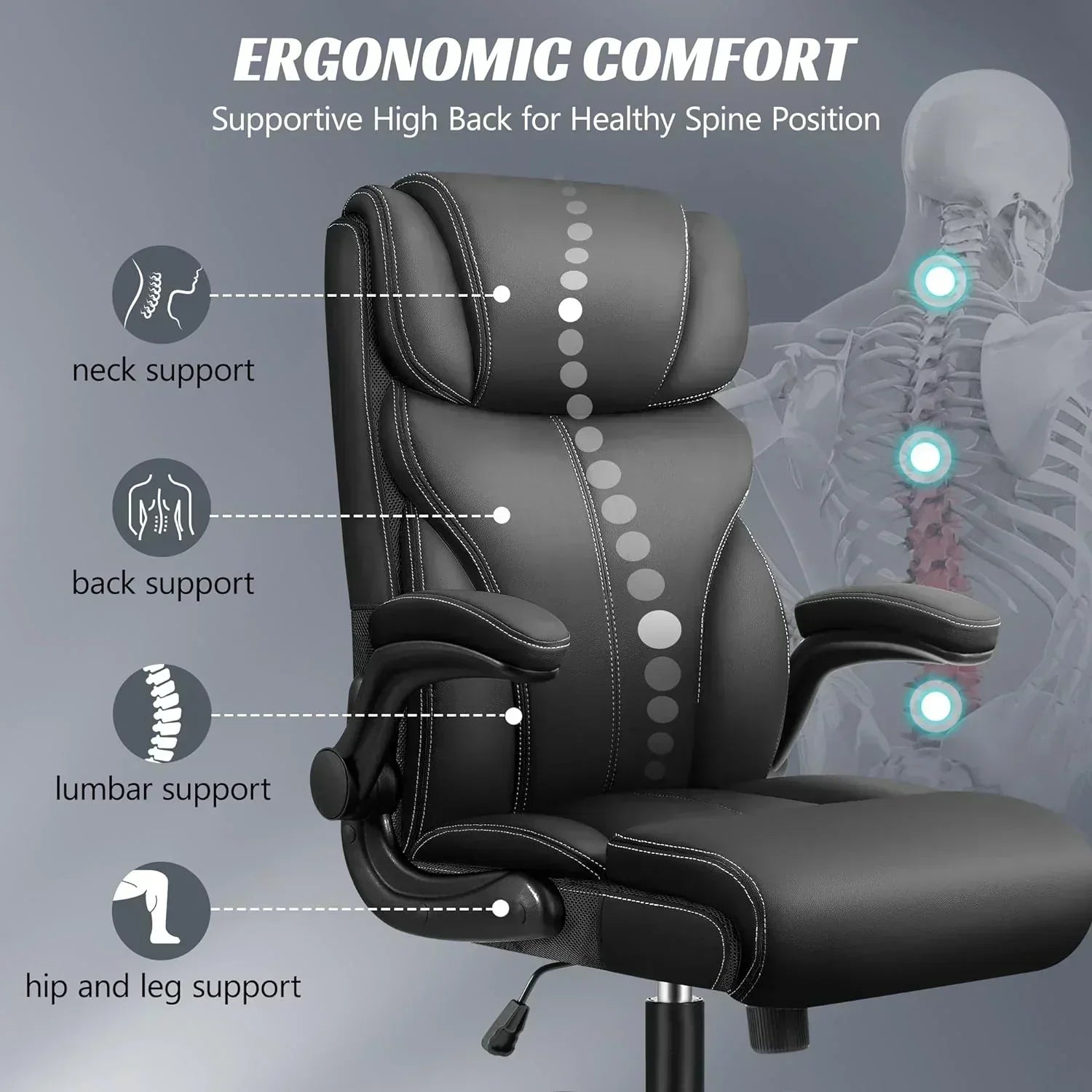 Office Chair Large High-Foot Computer Desk Chair Chair Lumbar Support Rotating Computer Chair wourant