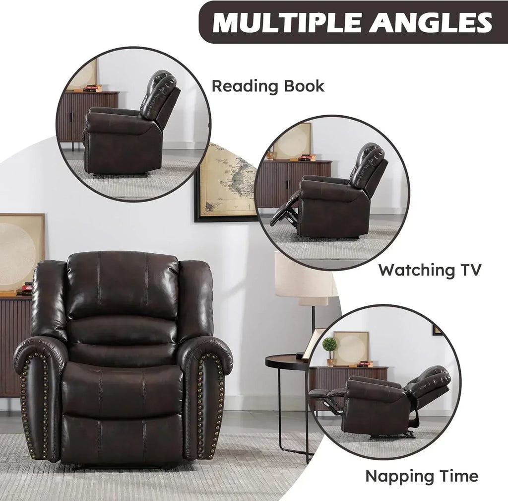 Leather recliner classic traditional manual recliner single sofa for living room wourant