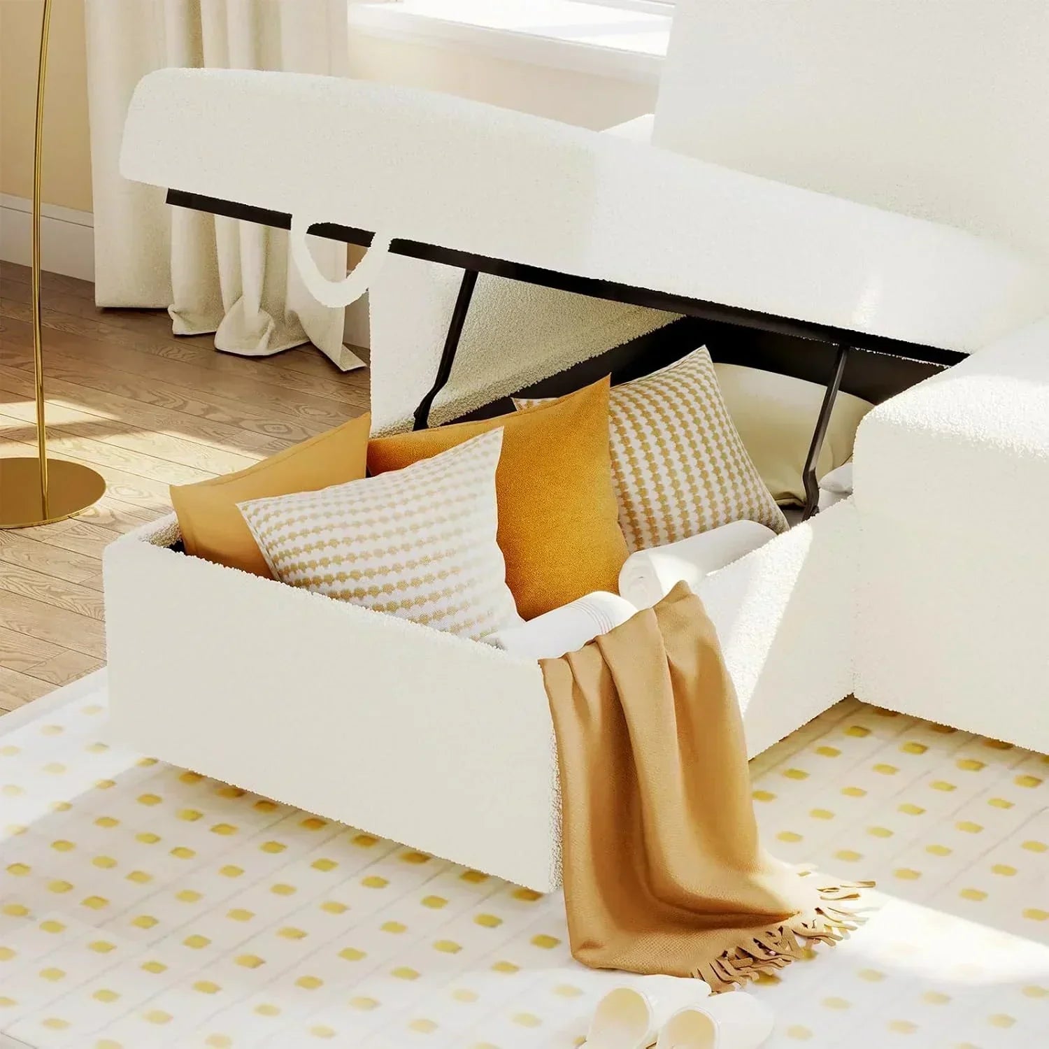 VanAcc Sofa Bed Sleeper Sofa with Storage Chaise 2 in 1 Pull Out Couch Living Room wourant