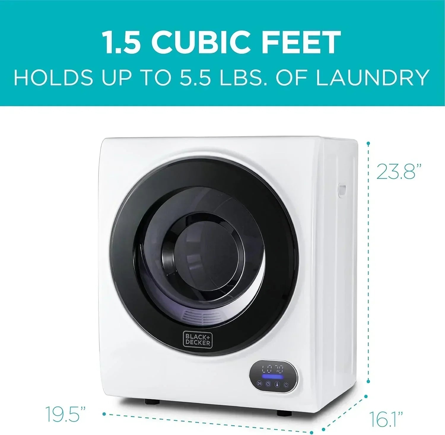Compact Clothes Dryer 1.5 Cu. Ft. 850W Electric Dryer 120V Vented Dryer Stainless Steel Drum wourant
