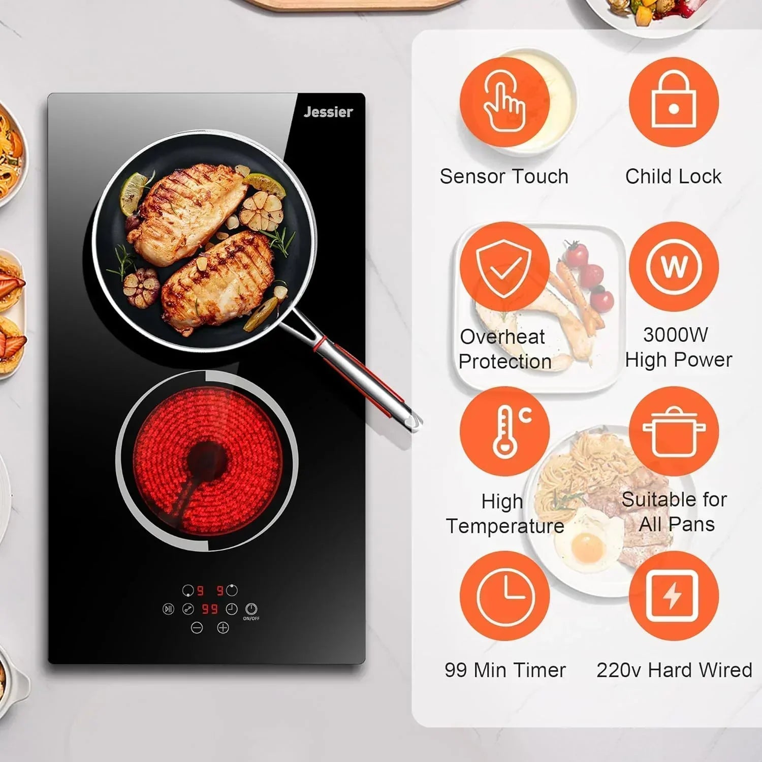 Electric Cooktop 30 Inch - 5 Burners Built-in Ceramic Cooktop 30" Electric Stove Top wourant
