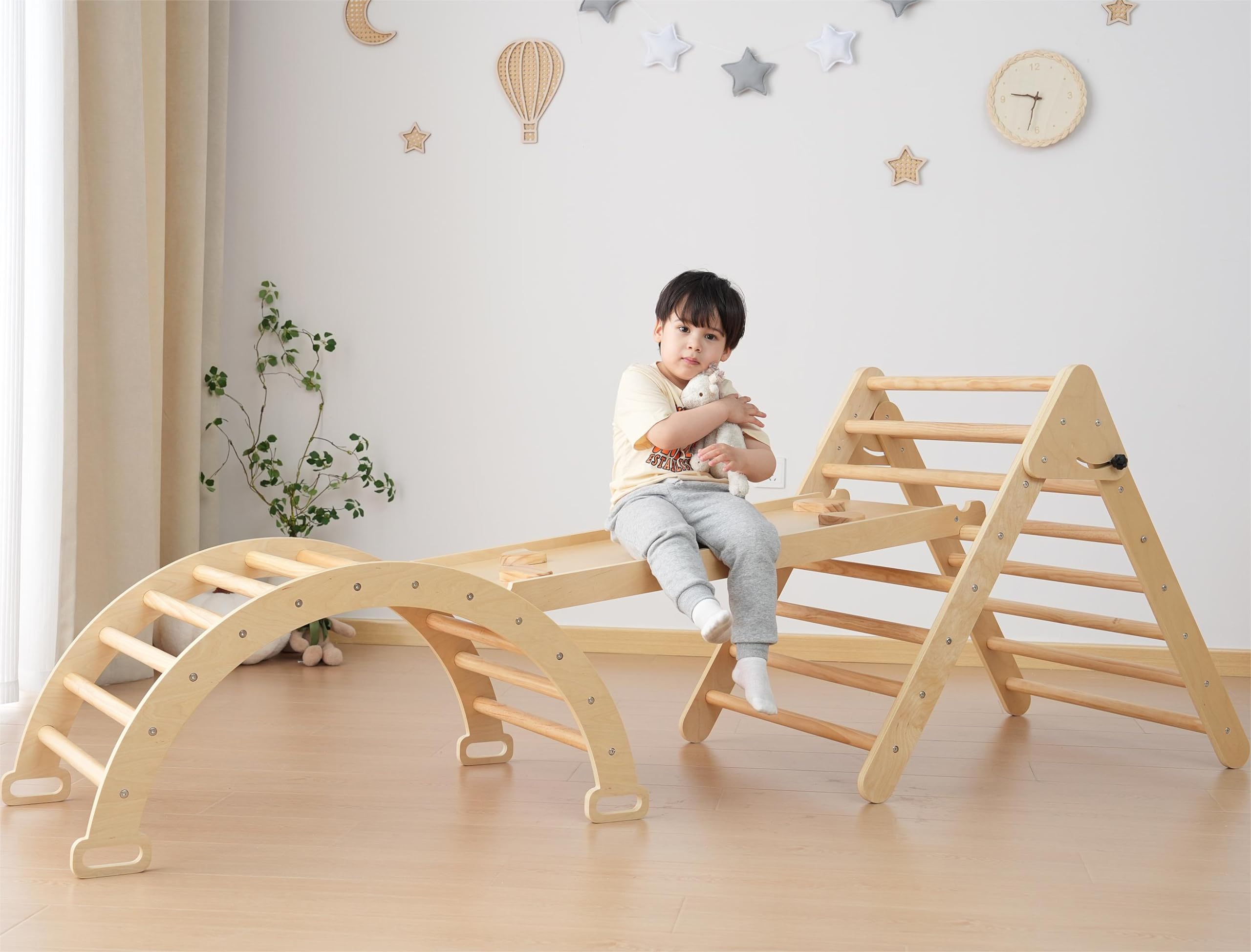 Foldable Wooden, Toddler Baby Climbing Toy Gym, Indoor Playground Jungle Gym for Baby Toddle wourant