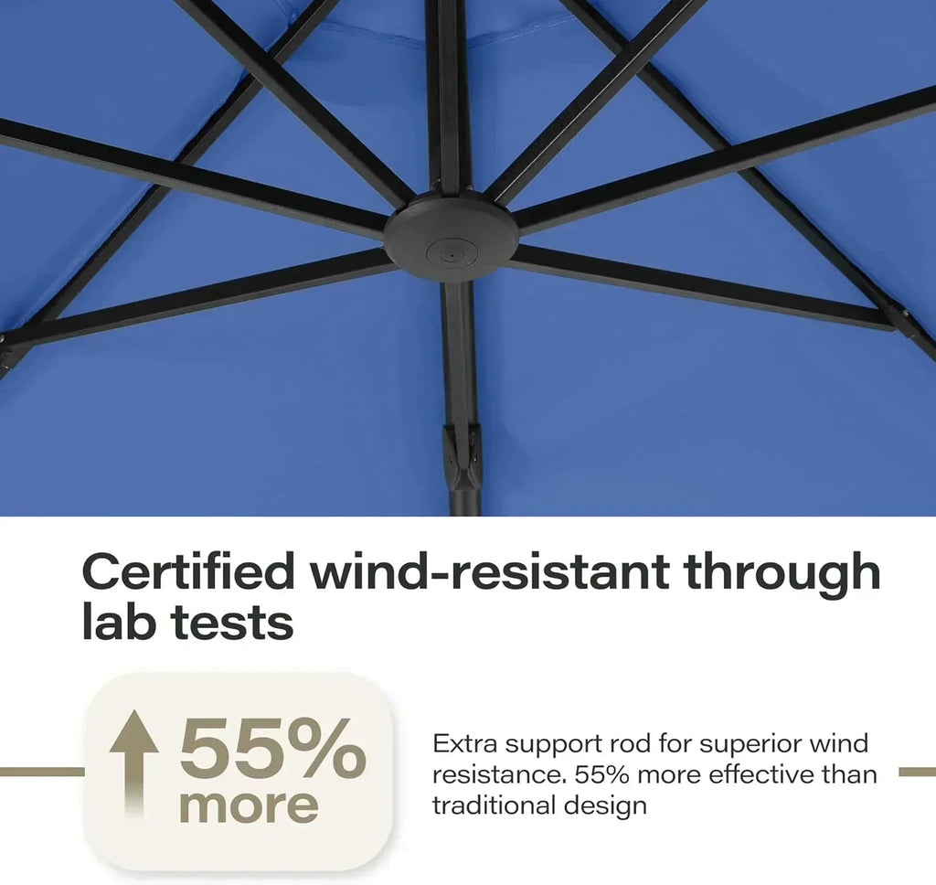 LAUSAINT HOME Outdoor Patio Umbrella with Base included 11 FT Deluxe Curvy Cantilever Umbrella wourant