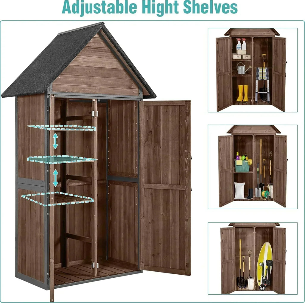 Sheds Outdoor Storage Garden Shed with Metal Frame Structure Adjustable Shelves Capacity Storage wourant