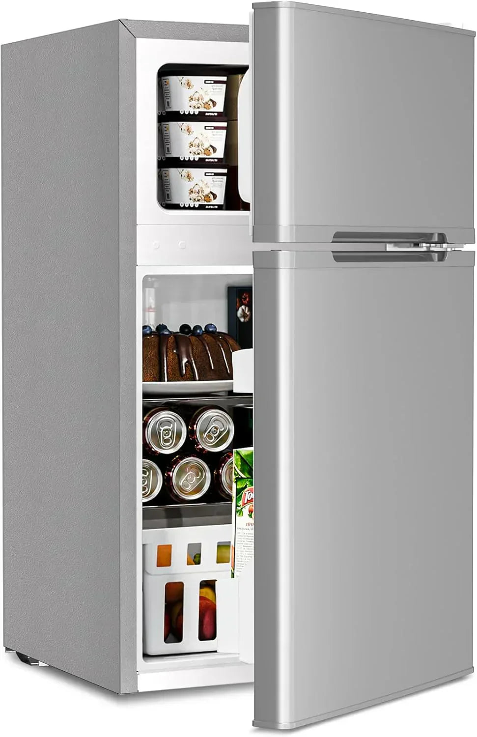 Antarctic Star 3.2 Cu.Ft Mini Refrigerator with Freezer Double Door Fridge Compact Refrigerator wourant