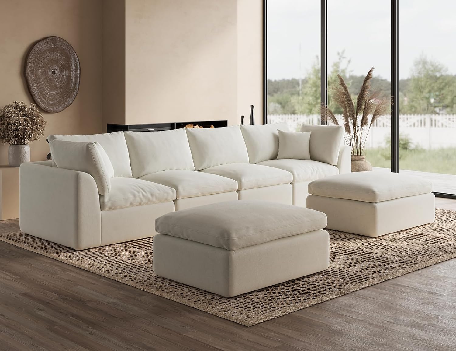 110 inch cloud sectional sofa for living room convertible L-shaped sofa 3 seater sectional sofa wourant