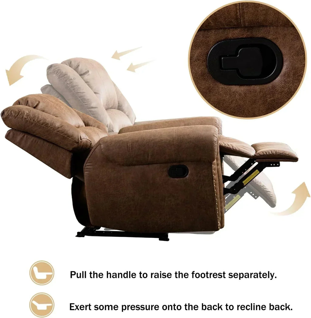 Leather recliner classic traditional manual recliner single sofa for living room wourant