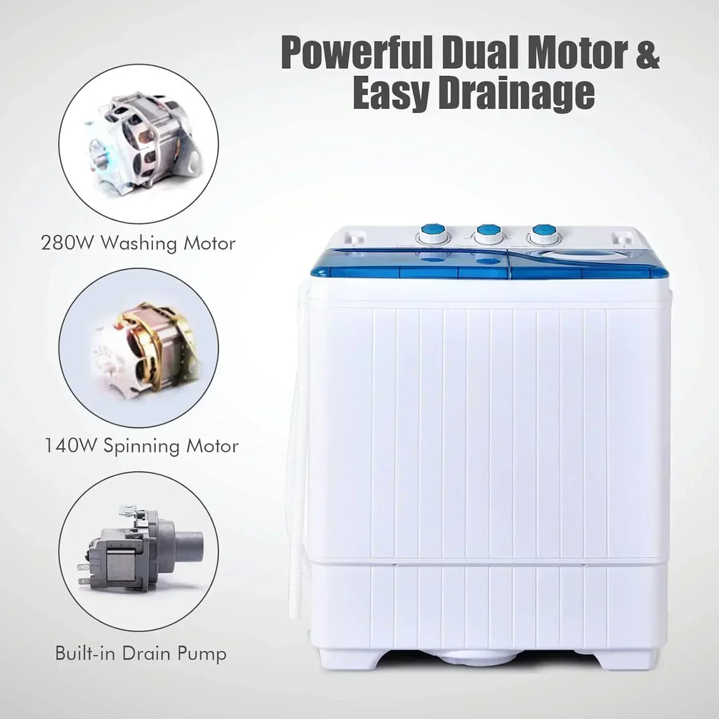 COSTWAY Double Tub 26 lb Capacity Laundry 18 lb 8 lb Spin Combo Drain Pump Washing Machine wourant
