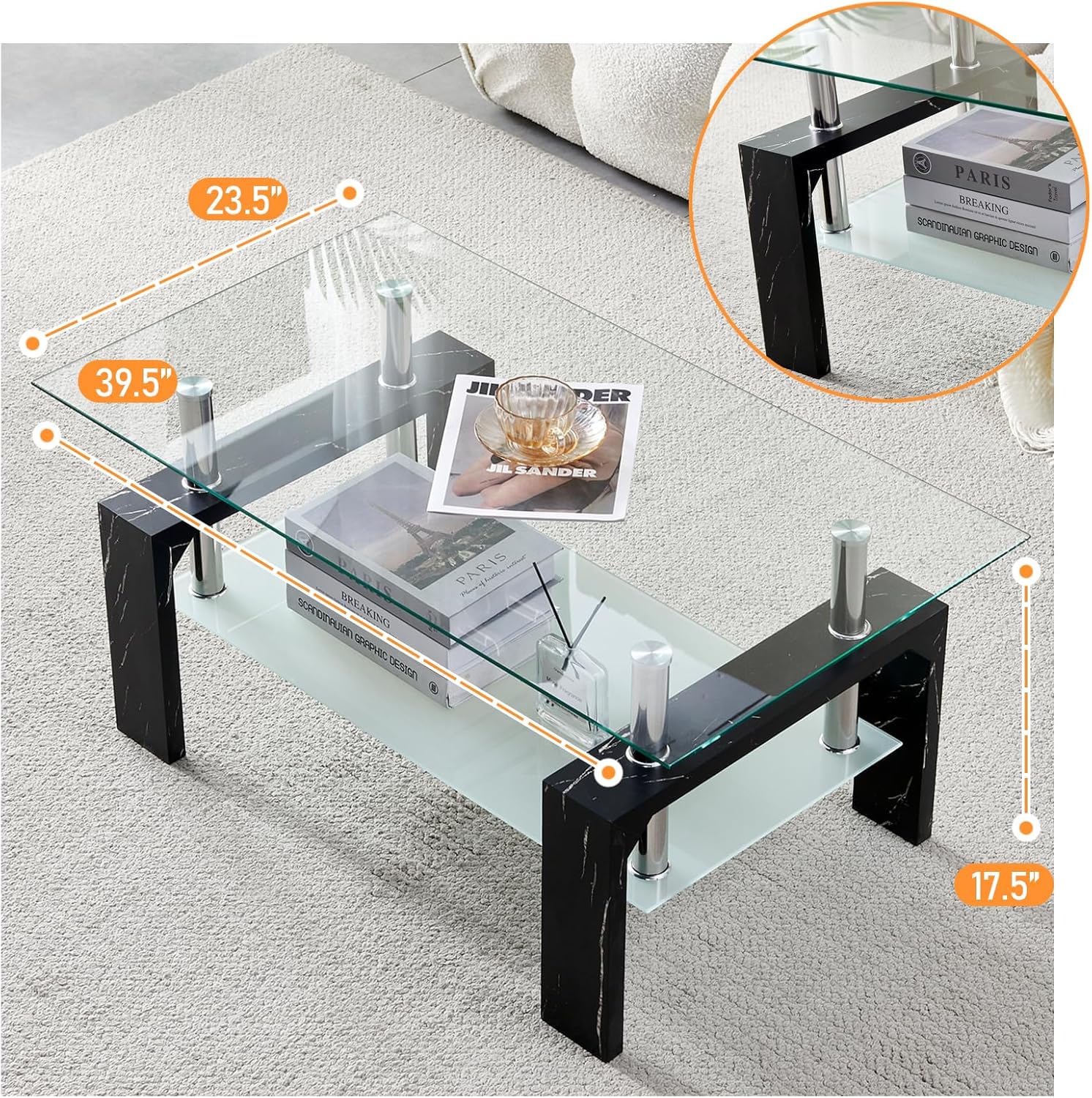 Living Room Rectangle Coffee Table Tea Table Suitable for Waiting Room Modern Side Coffee Table wourant