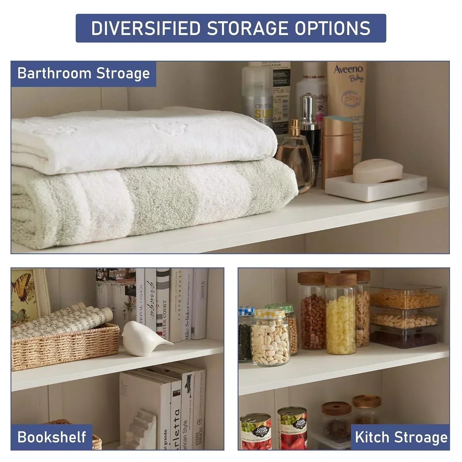 JXQTLINGMU Farmhouse Kitchen Pantry 72" Tall Wood Kitchen Storage Cabinet Adjustable Shelves wourant