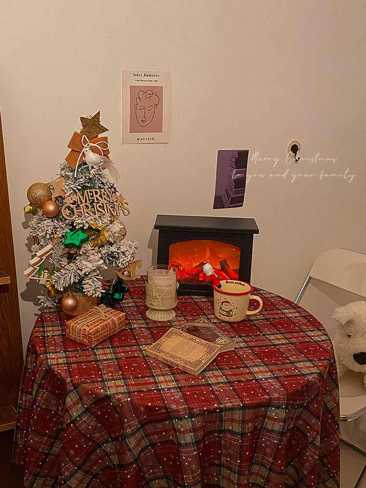 Britische Vintage-Weihnachtstischdecke mit rotem Karomuster, wasserfester Bezug für Feiertags-Couchtische wourant