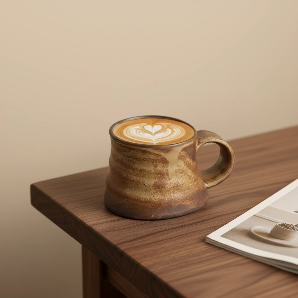 Rustikale Vintage-Kaffeetasse aus Keramik, handgefertigte Glasur, einzigartige Geschenktasse für Kaffeeliebhaber wourant