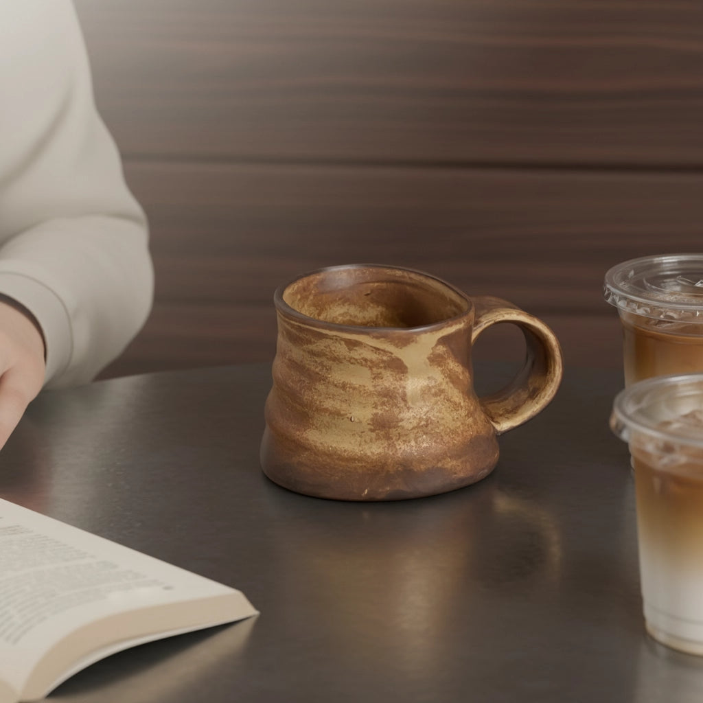 Rustikale Vintage-Kaffeetasse aus Keramik, handgefertigte Glasur, einzigartige Geschenktasse für Kaffeeliebhaber wourant